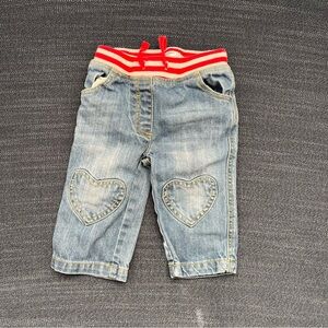 Baby Boden Heart Patch Blue Jeans (6-12 months)